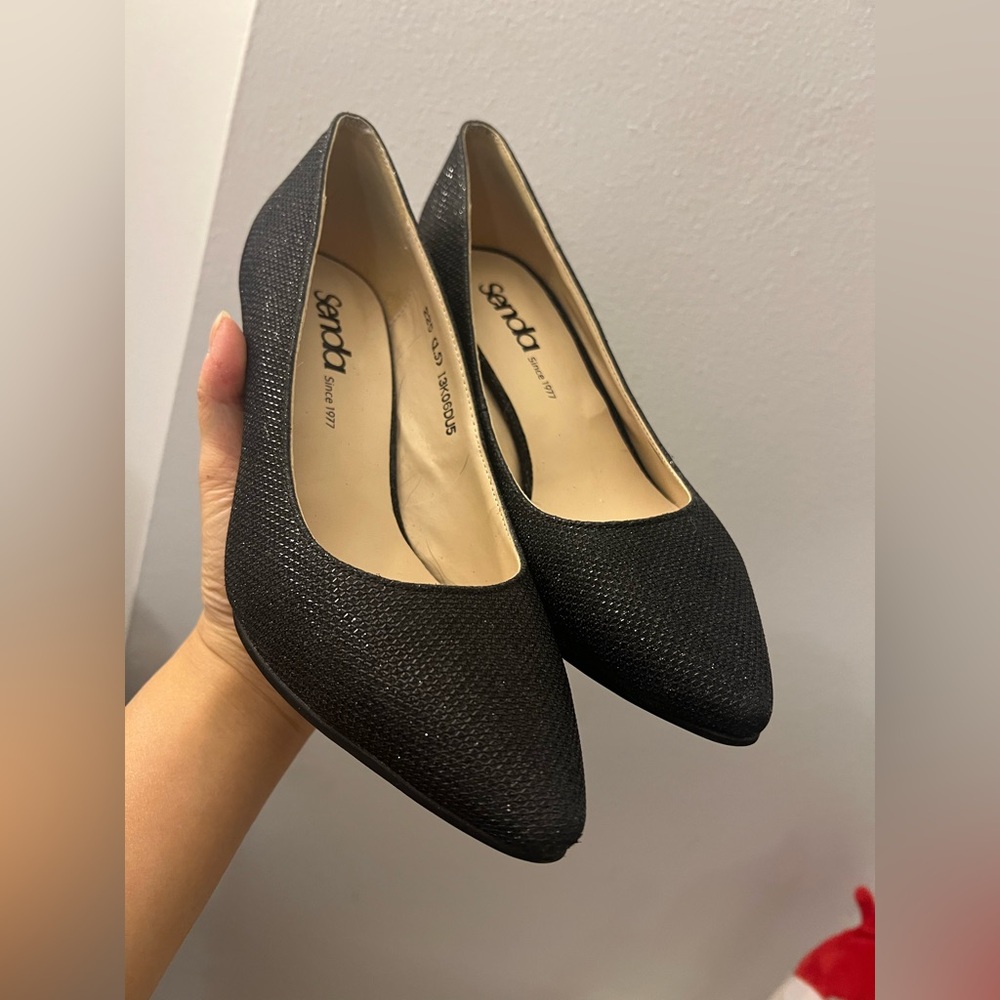 Brand NEW Senda Black Sparkly Textured Heels/High-heels/Pumps Size 35.5 NVR WORN